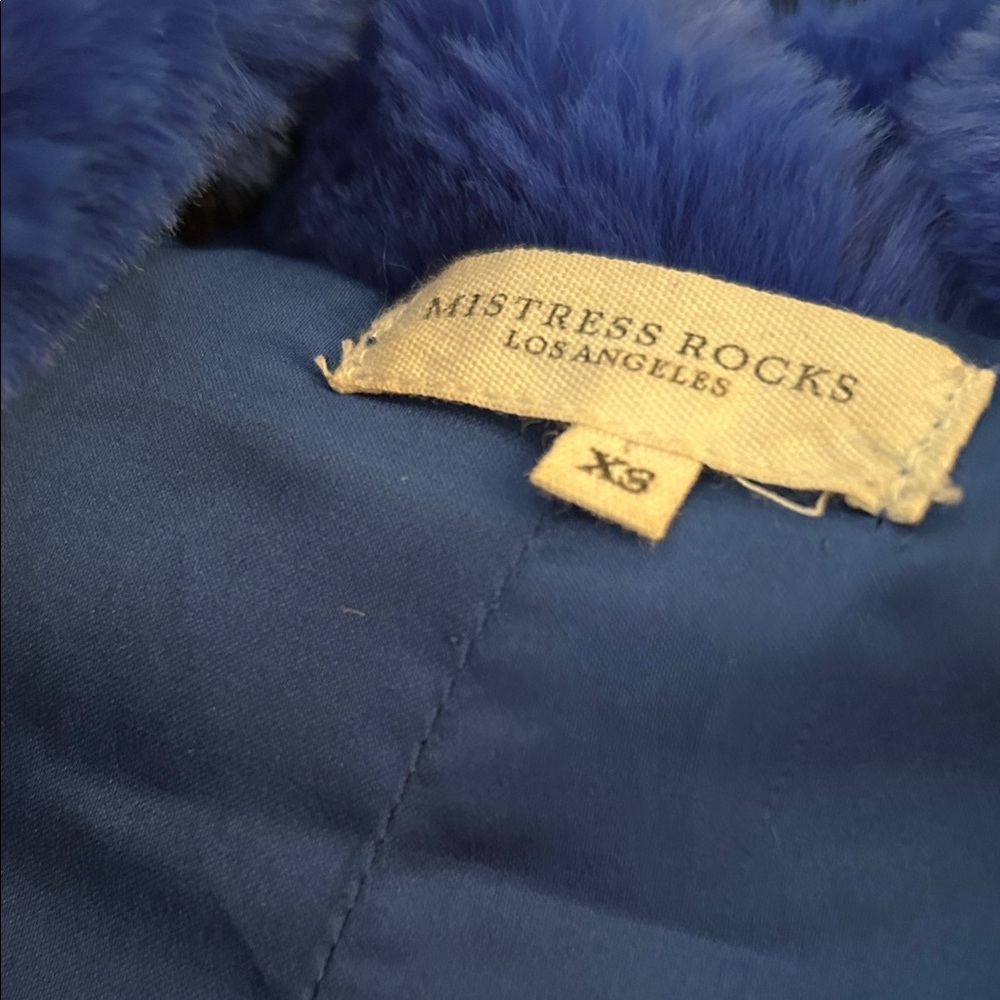 Mistress Rocks Blue Faux Fur Jacket - Picture 2 of 6